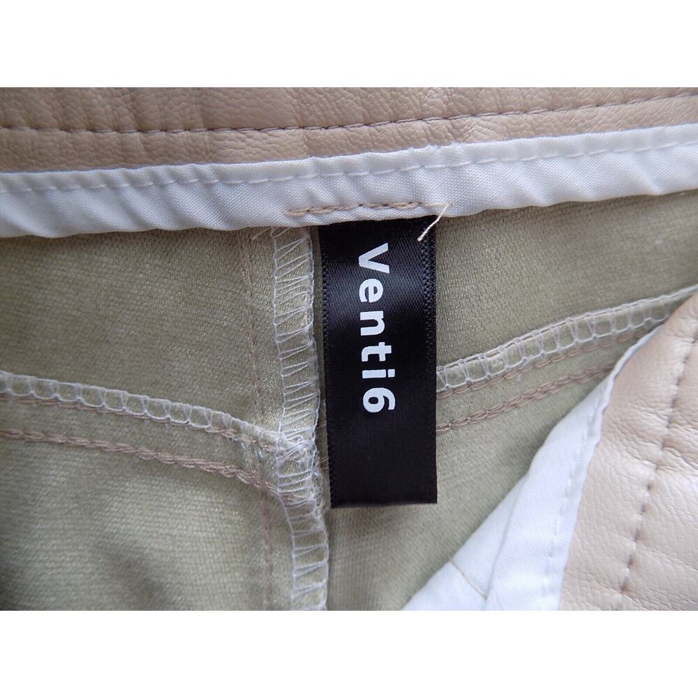 Venti6 faux leather high waisted shorts khaki belted size Small - Picture 5 of 6